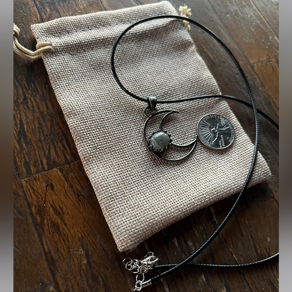 Labradorite Celestial Necklace Labradorite Necklace Crystal Moon Necklace - Picture 2 of 3